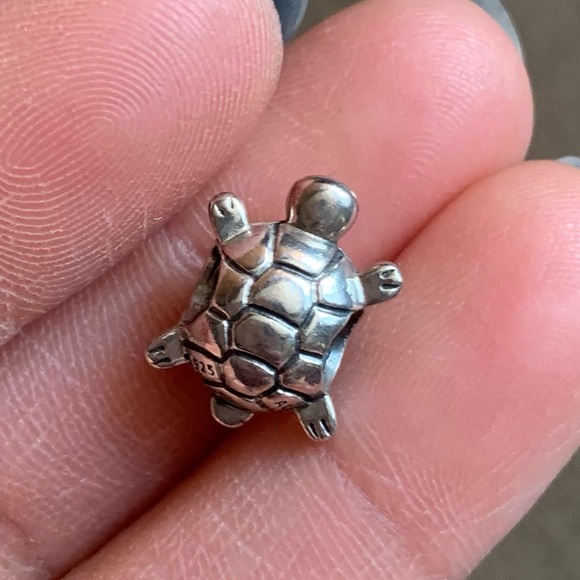 Retired Pandora Sterling Silver Sea Turtle Animal Charm with Clear Zirconia EUC - Picture 4 of 9